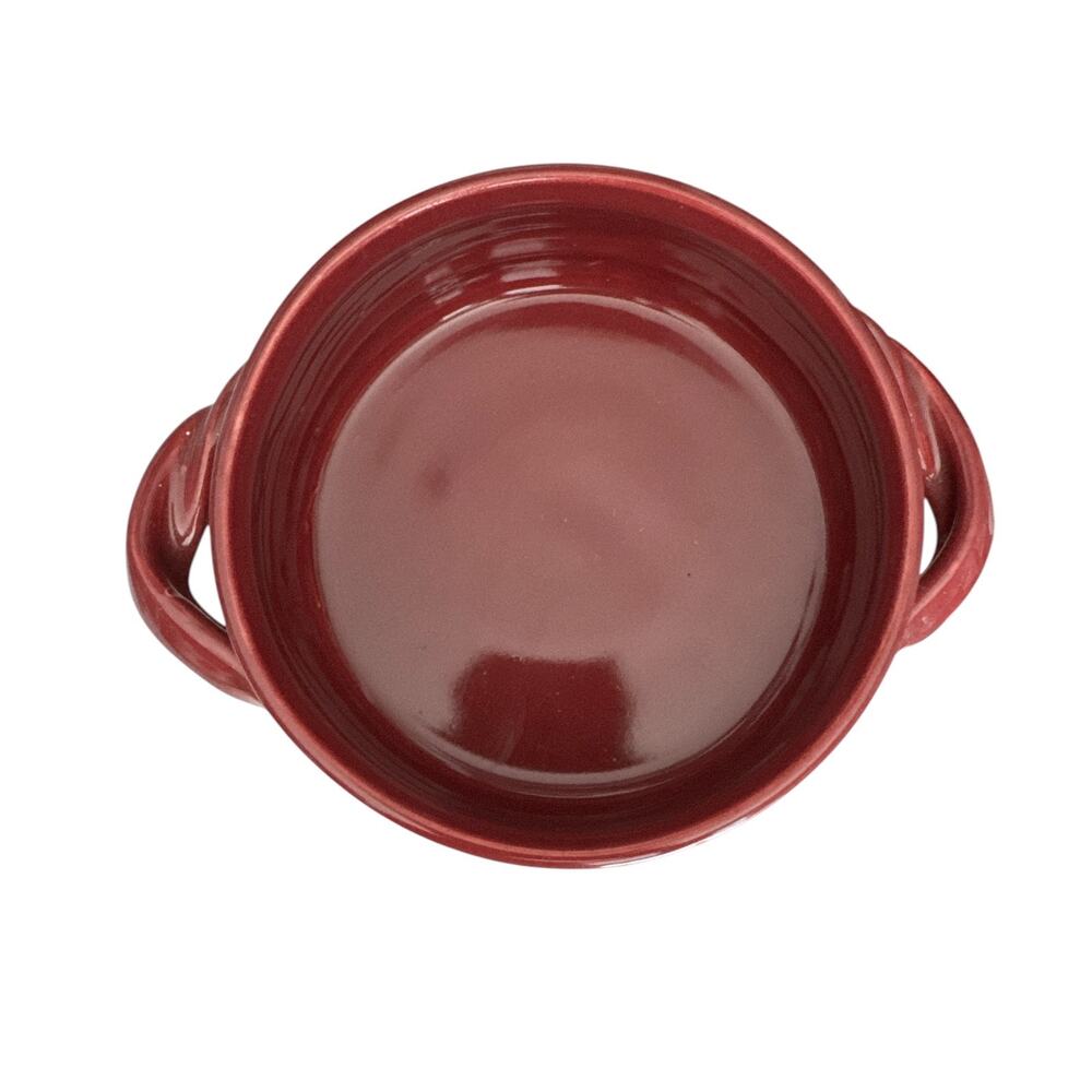 Vintage Signed Bear Pottery 7” Cherry Red Baking Pot - Picture 2 of 10